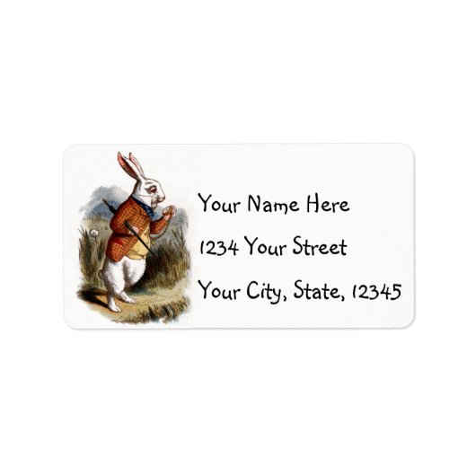 Alice in Wonderland White Rabbit Adresetiketten Etiket (Voorkant)