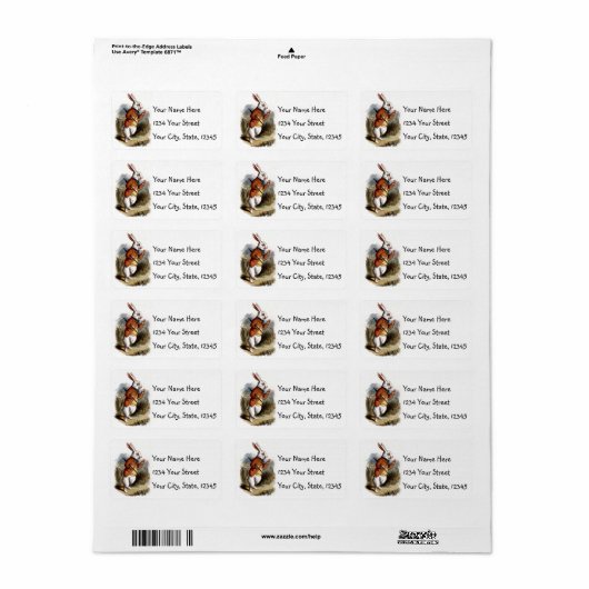 Alice in Wonderland White Rabbit Adresetiketten Etiket (Full Sheet)