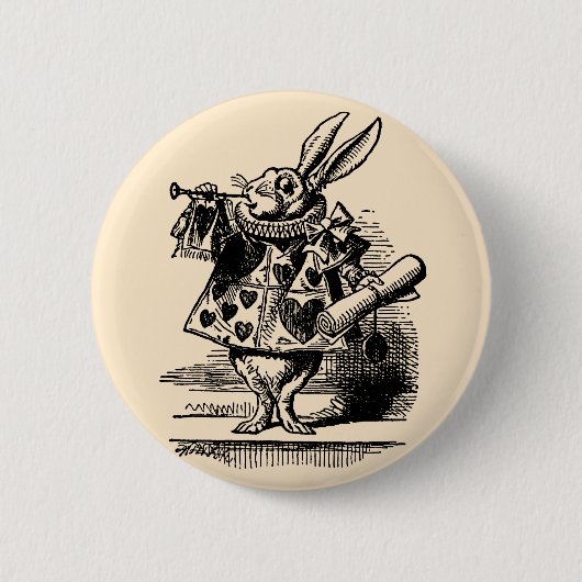  Alice in Wonderland White Rabbit als Herald Ronde Button 5,7 Cm (Voorkant)