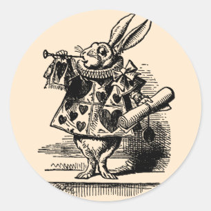  Alice in Wonderland White Rabbit als Herald Ronde Sticker