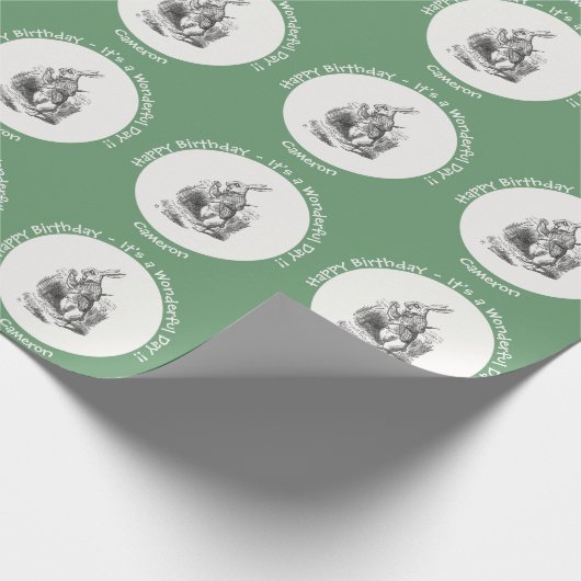 Alice in Wonderland White Rabbit Birthday Party Cadeaupapier (Hoek)