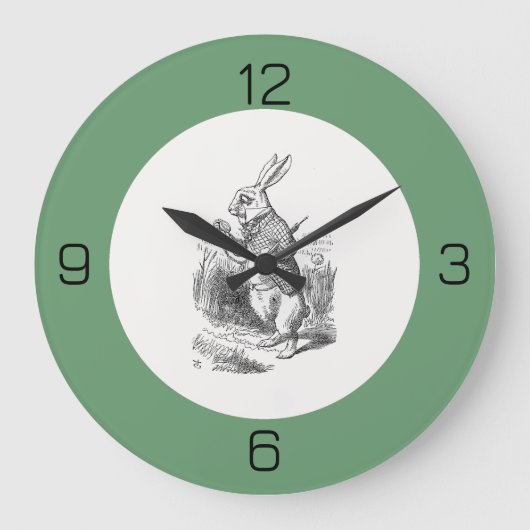 Alice in Wonderland White Rabbit Birthday Party Grote Klok (Voorkant)