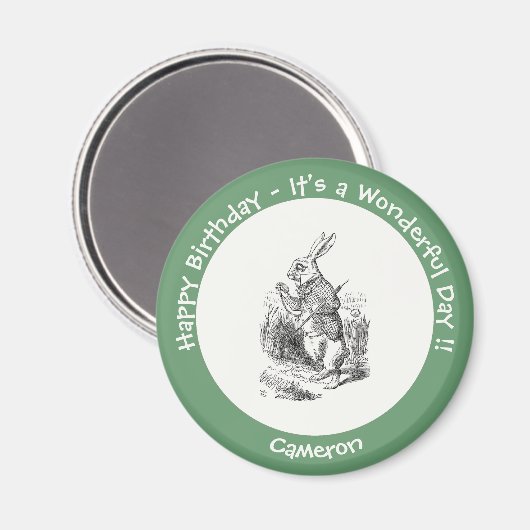 Alice in Wonderland White Rabbit Birthday Party Magneet (Voorkant / Achterkant)