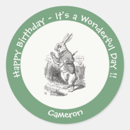 Alice in Wonderland White Rabbit Birthday Party Ronde Sticker