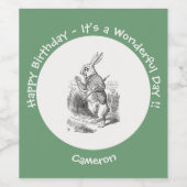 Alice in Wonderland White Rabbit Birthday Party Wijn Etiket (Enkel label)