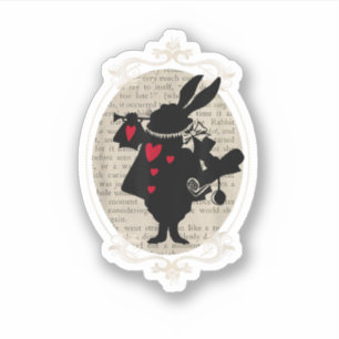 Alice in Wonderland White Rabbit boek Sticker