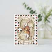 Alice in Wonderland White Rabbit Briefkaart (Staand voorkant)