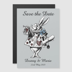  Alice in Wonderland White Rabbit Date Card Magnetische Uitnodiging