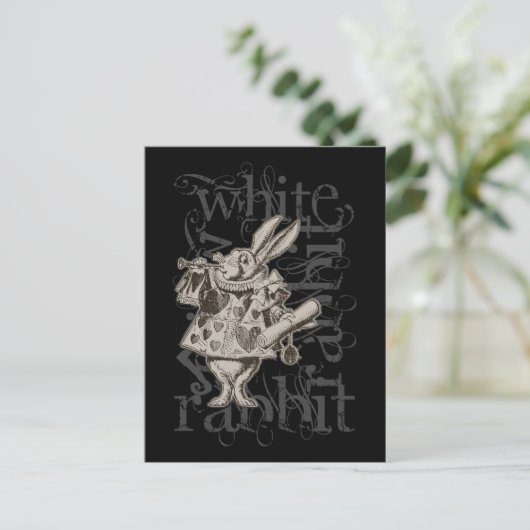 Alice in Wonderland White Rabbit Grunge (Single) Briefkaart (Staand voorkant)