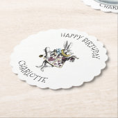 Alice in Wonderland White Rabbit Happy Birthday Kartonnen Onderzetters (Gekanteld)