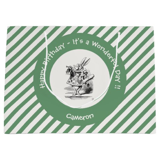 Alice in Wonderland White Rabbit Herald Verjaardag Groot Cadeauzakje (Voorkant)