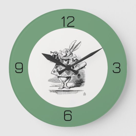 Alice in Wonderland White Rabbit Herald Verjaardag Grote Klok (Voorkant)