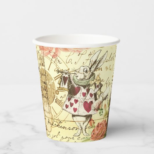  Alice in Wonderland White Rabbit Papieren Bekers (Voorkant)