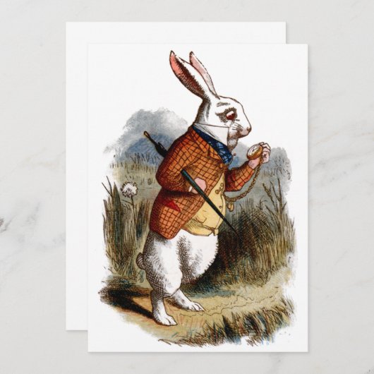 Alice in Wonderland White Rabbit Personalize Aankondiging (Voorkant / Achterkant)