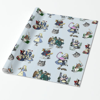 Alice in Wonderland White Rabbit & Red Queen Cat Cadeaupapier