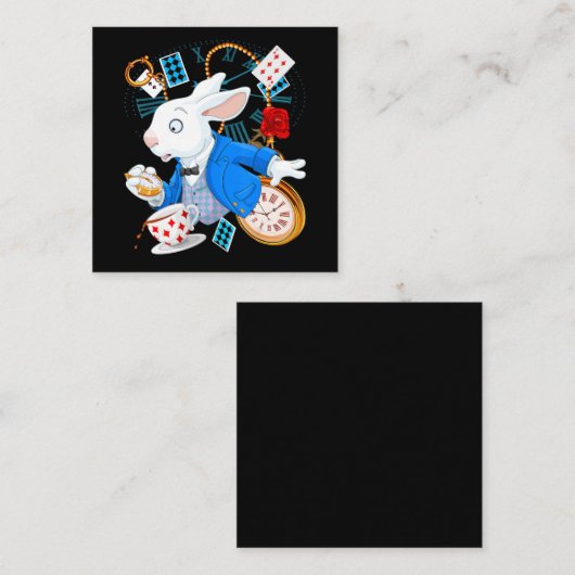 Alice in Wonderland - White Rabbit Vierkante Visitekaartje (Voorkant / Achterkant)