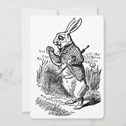Alice in Wonderland White Rabbit Watch Invitation Kaart (Voorkant)