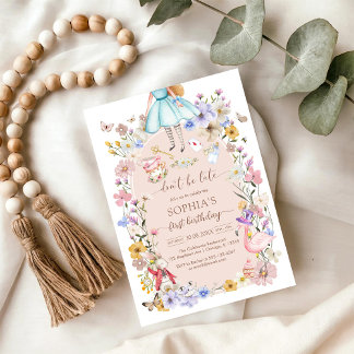 Alice In Wonderland Wilde Bloem Verjaardagsuitnodi Kaart