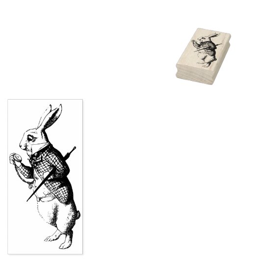 Alice in Wonderland, wit konijn Rubberstempel (Gestempeld)
