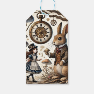 Alice in Wonderland witte konijn Cadeaulabel