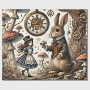 Alice in Wonderland witte konijn Cadeaupapier