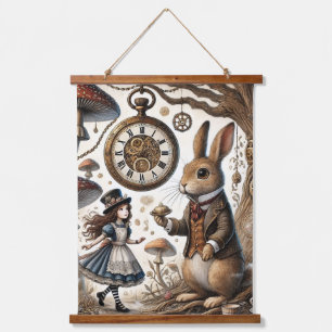 Alice in Wonderland witte konijn Hangend Wandkleed