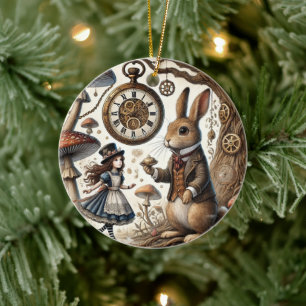 Alice in Wonderland witte konijn Keramisch Ornament