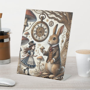 Alice in Wonderland witte konijn Reclamebord Met Voetstuk