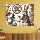 Alice in Wonderland Witte Konijn thee Kunst Canvas Afdruk (Insitu (Woonkamer))