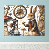 Alice in Wonderland Witte Konijn thee Kunst Canvas Afdruk (Insitu (Houten vloer))