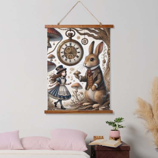 Alice in Wonderland Witte Konijn thee Kunst Hangend Wandkleed (Slaapkamer)