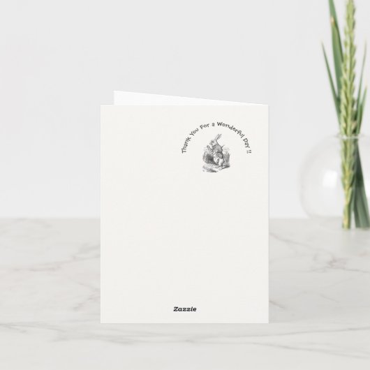 Alice in Wonderland Witte Konijn Verjaardagsfeestj Bedankkaart (Achterkant)