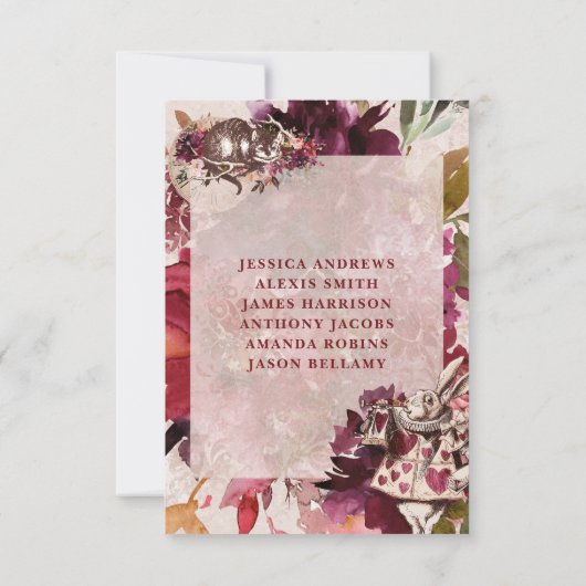 Alice in Wonderland Zittafel Nummers Kaart (Achterkant)