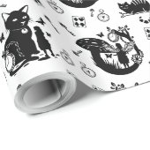 Alice in Wonderland Zwart-wit ontwerp Cadeaupapier