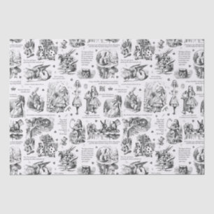 Alice in Wonderland Zwart Wit Toile Quotes Tissuepapier