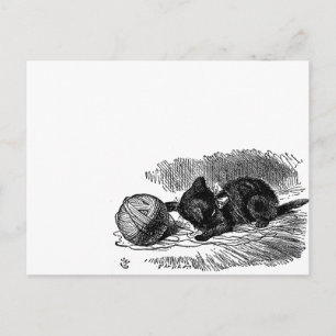 Alice in Wonderland, zwarte kat boektekening Briefkaart
