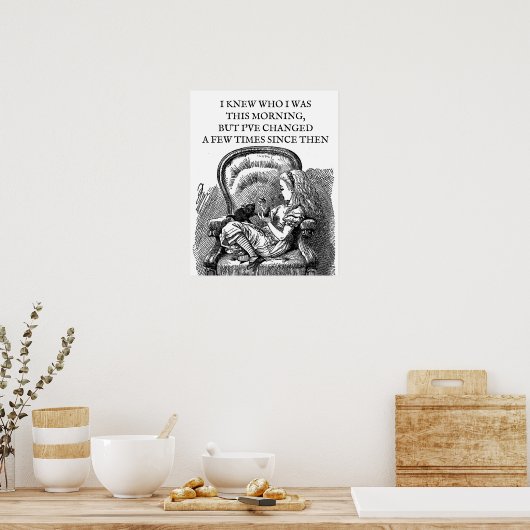 Alice in Wonderland zwarte kitten  antiek P Poster (Keuken)