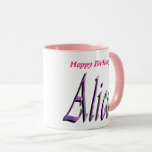 Alice, Joyeux Anniversaire, Mug Combo Rose (Devant droit)