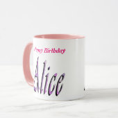 Alice, Joyeux Anniversaire, Mug Combo Rose (Devant gauche)