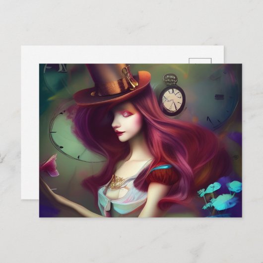 Alice Keeping Time AI Generated Art Briefkaart (Voorkant / Achterkant)
