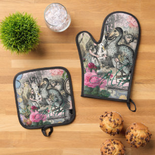Alice Klassieke Wonderland Dodo Tenniel Kunst Ovenwant & Pannenlap Set