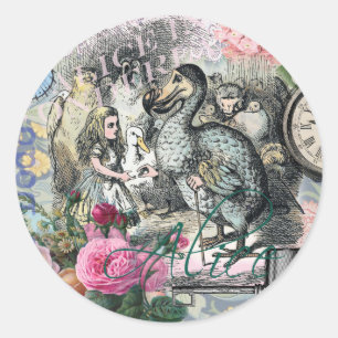 Alice Klassieke Wonderland Dodo Tenniel Kunst Ronde Sticker