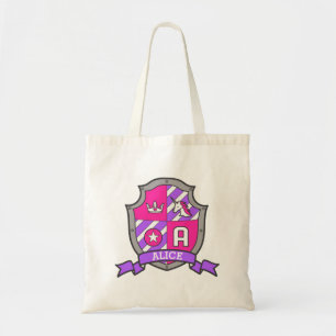 Alice knight schild A name roze paarse bibliotheek Tote Bag