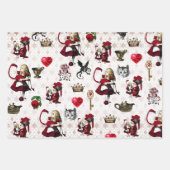 Alice Koningin van harten zwart en rood set Inpakpapier Vel (Voorkant)