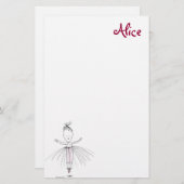 Alice - Little Dancer Personalized Stationery Briefpapier (Voorkant / Achterkant)