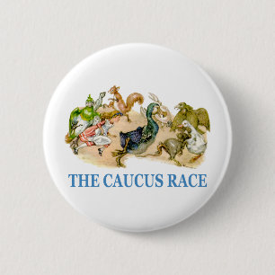 Alice loopt in de caucus race ronde button 5,7 cm