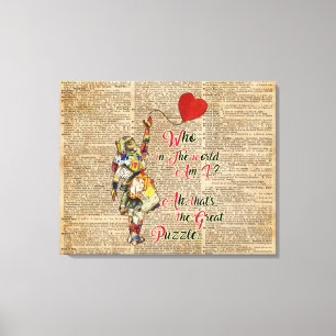 Alice, Mad Hatter & Rabbit Collage Quote Canvas Afdruk