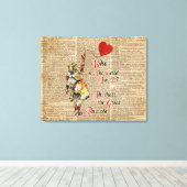 Alice, Mad Hatter & Rabbit  Collage Quote Canvas Afdruk (Insitu (Houten vloer))