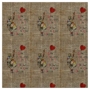 Alice, Mad Hatter & Rabbit  Collage Quote Stof