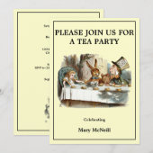 Alice Mad Hatter Tea Party Sjabloon 3 Kaart (Voorkant / Achterkant)